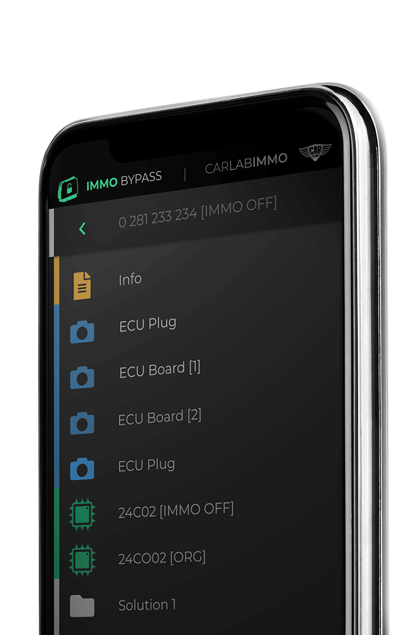 Immo Bypass interface on iOS