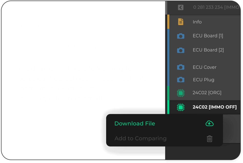 Downloading an IMMO OFF file from Immo Bypass